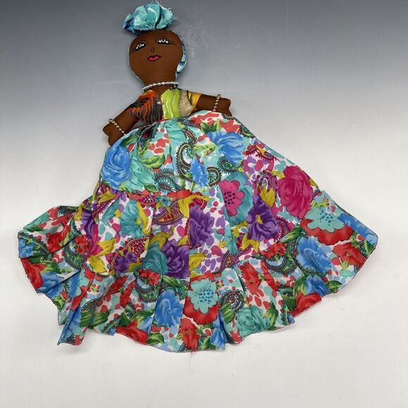 Vintage Topsy Turvy Cloth Doll 2 Sided Flip Dress Faces Barbados Handmade - Picture 2 of 6